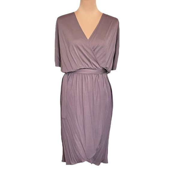 NWT COSTELLO TAGLIAPIETRA Wrap Dress Sz.6 Taupe Neutral Designer Career Drapey - Picture 13 of 14